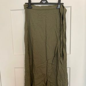 Olive Green Wrap Maxi Skirt